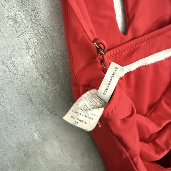 Becca by Rebecca Virtue One Piece Swimsuit Sz S Red Cutout Back Non Padded Beach - Picture 7 of 16